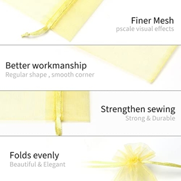 Stylish 50Pcs Lemon Yellow Sheer Organza Gift Bags