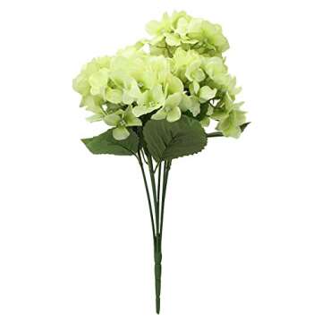 Duovlo Artificial Silk Hydrangea Flower with 6 Heads Flower Bunch Bouquet Home Wedding Garden Floral Decor (Green)