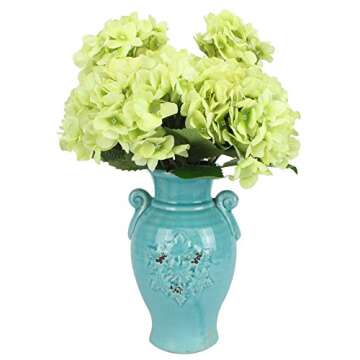 Duovlo Artificial Silk Hydrangea Flower with 6 Heads Flower Bunch Bouquet Home Wedding Garden Floral Decor (Green)