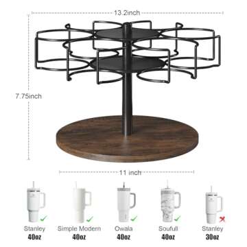 QimCoor Stanley 40 oz Cup Organizer and Storage, Rotating Tumbler Holder, Water Bottle Rack for Kitc...
