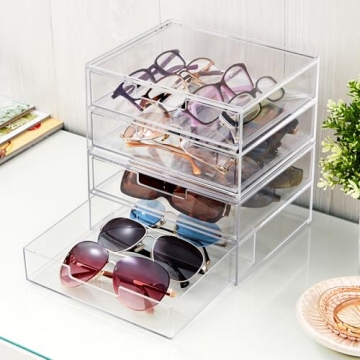 STORi Chloe Stackable Clear Drawer Organizer 4 Wide Drawers