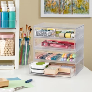 STORi Chloe Stackable Clear Drawer Organizer 4 Wide Drawers
