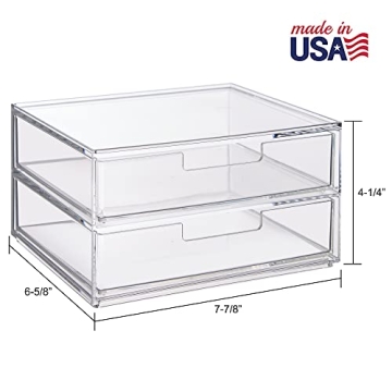 STORi Chloe Stackable Clear Drawer Organizer 4 Wide Drawers
