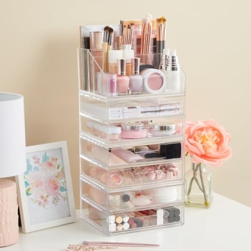 STORi Chloe Stackable Clear Drawer Organizer 4 Wide Drawers