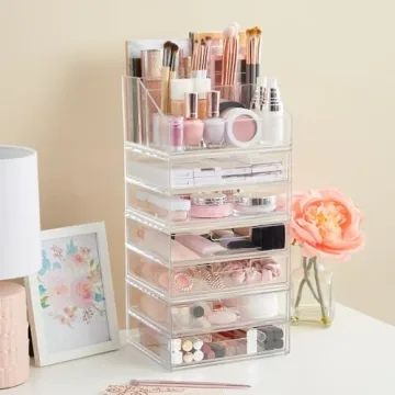 STORi Chloe Stackable Clear Drawer Organizer 4 Wide Drawers