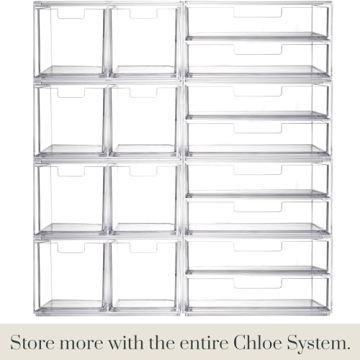 STORi Chloe Stackable Clear Drawer Organizer 4 Wide Drawers