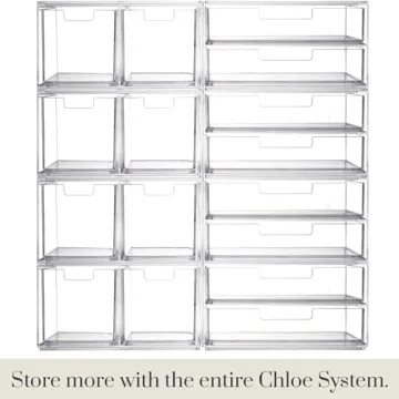 STORi Chloe Stackable Clear Drawer Organizer 4 Wide Drawers