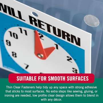 VELCRO Thin Clear Fasteners for Home & Classroom - 15 Count