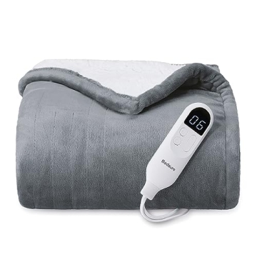 Bedsure Heated Blanket Electric Throw - Soft Flannel Electric Blanket, Heating Blanket with 4 Time S...