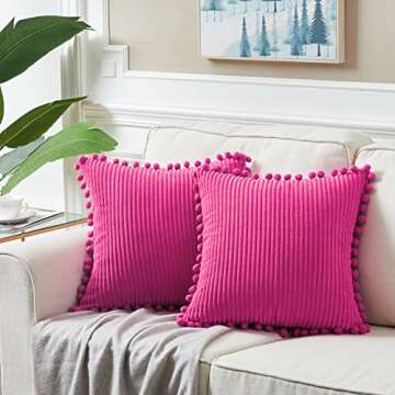 Buy Fancy Homi Pack of 2 Hot Pink Pillow Covers for Home