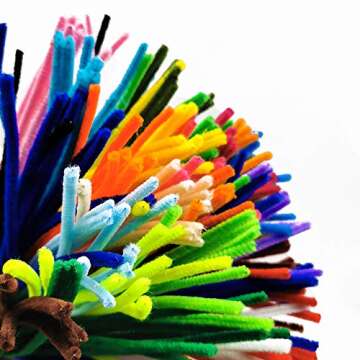 450 Pcs Pipe Cleaners Set 30 Colors Chenille Stems 6 mm x 12 inch,Including 50 Pcs 4 Size Pom Poms,100 Pcs 4 Size Wiggle Eyes for DIY Art Craft