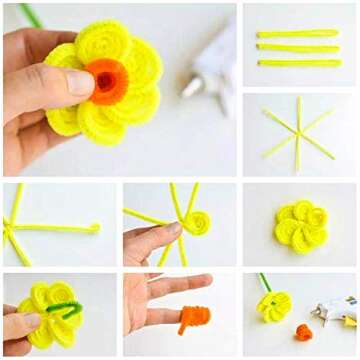 450 Pcs Pipe Cleaners Set 30 Colors Chenille Stems 6 mm x 12 inch,Including 50 Pcs 4 Size Pom Poms,100 Pcs 4 Size Wiggle Eyes for DIY Art Craft