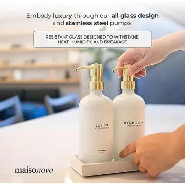 MaisoNovo Stylish Glass Soap Dispenser Set with Labels