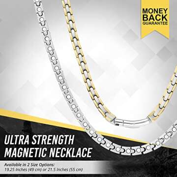 MagnetRX® Titanium Magnetic Necklace – Ultra Strength Magnetic Necklaces for women & men – Effective Titanium Necklace with 62 Magnets (Silver & Gold, 21.5 Inches)