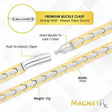 MagnetRX® Titanium Magnetic Necklace – Ultra Strength Magnetic Necklaces for women & men – Effective Titanium Necklace with 62 Magnets (Silver & Gold, 21.5 Inches)