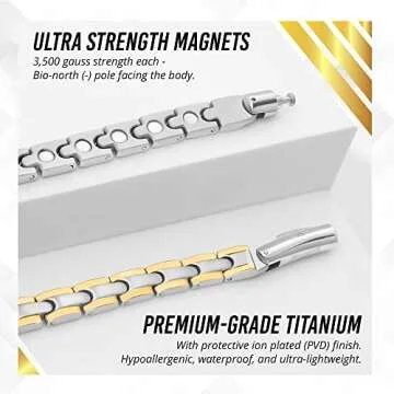 MagnetRX® Titanium Magnetic Necklace – Ultra Strength Magnetic Necklaces for women & men – Effective Titanium Necklace with 62 Magnets (Silver & Gold, 21.5 Inches)