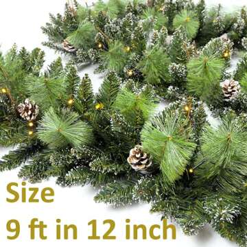 HomeKaren 9ft Prelit Christmas Garland with 50 LED Lights