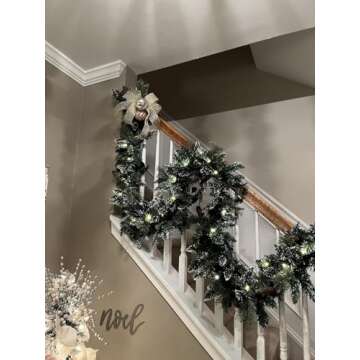 HomeKaren 9ft Prelit Christmas Garland with 50 LED Lights