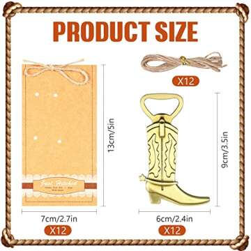 12 Pcs Cowboy Boot Bottle Openers Metal Boot Bottle Openers Stainless Steel Bottle Openers for Weddi...