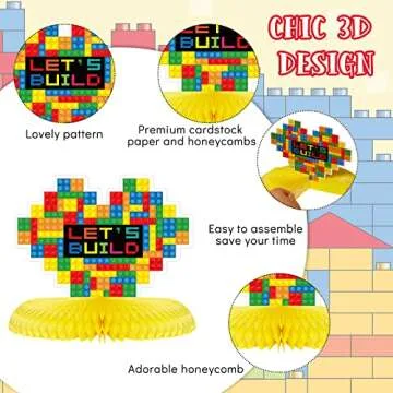 10 Pcs Building Block Birthday Party Decorations