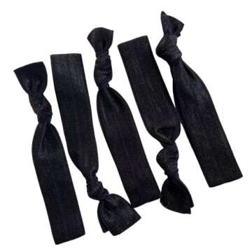 Kenz Laurenz Hair Ties Black Ponytail Holders - 20 Pack - No Crease Ouchless Elastic Styling Accesso...