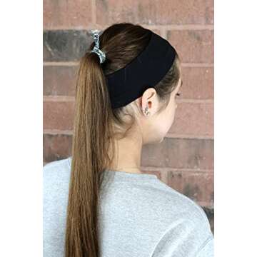 Kenz Laurenz Hair Ties Black Ponytail Holders - 20 Pack - No Crease Ouchless Elastic Styling Accessories Solid Pony Tail Holder Ribbon Bands