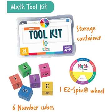 Carson Dellosa Be Clever Wherever Math Tool Kit, Grades 4-5 Math Manipulatives for Multiplication, D...