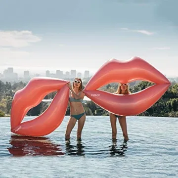 FUNBOY Giant Inflatable Pink Lips Pool Float, Luxury Float for Summer Pool Party and Entertainment