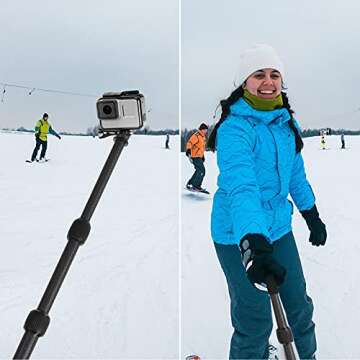 Smatree Carbon Fiber Detachable Extendable Floating Pole Selfie Stick Compatible for AKASO Brave 7 LE/G*Pro MAX/G*Pro 12/11/10/9/8/7/6/5/4/3 Plus/3/Session/G*Pro 2018/DJI OSMO Action 4/3/2 Camera