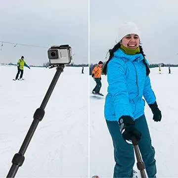 Smatree Carbon Fiber Detachable Extendable Floating Pole Selfie Stick Compatible for AKASO Brave 7 LE/G*Pro MAX/G*Pro 12/11/10/9/8/7/6/5/4/3 Plus/3/Session/G*Pro 2018/DJI OSMO Action 4/3/2 Camera