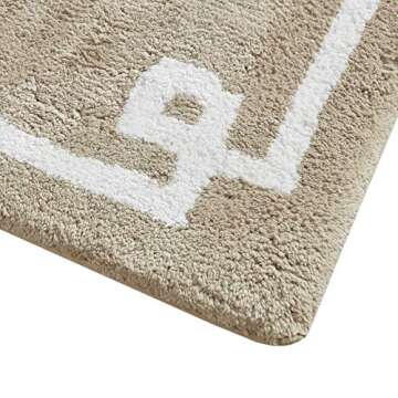 Madison Park Evan 100% Cotton Bathroom Rug Non Slip Backing-Luxrurious Tufted Plush Bath Mat Absorbent, Quick Dry, Spa Design Shower Room Décor, 20x30, Taupe