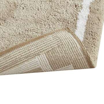 Madison Park Evan 100% Cotton Bathroom Rug Non Slip Backing-Luxrurious Tufted Plush Bath Mat Absorbent, Quick Dry, Spa Design Shower Room Décor, 20x30, Taupe