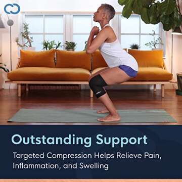 Copper Compression Knee Sleeve - Copper Infused Knee Stabilizer Support Brace for Meniscus Tear, ACL, MCL, Arthritis, Joint Pain Relief, Running, Sports, Hiking - Men & Women - Fits Right/Left - L