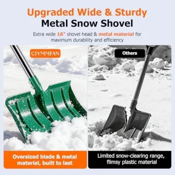 64" Heavy-Duty Snow Shovel with Ergonomic Grip and Adjustable Handle