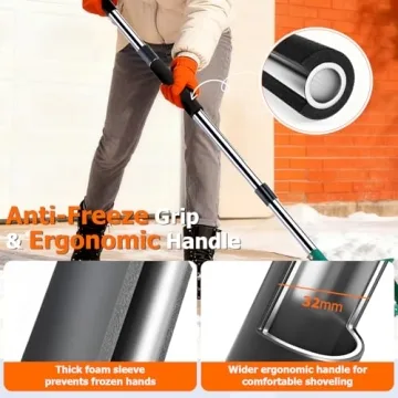 64" Heavy-Duty Snow Shovel with Ergonomic Grip and Adjustable Handle