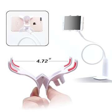 AUXO-FUN Cell Phone Holder, Universal Lazy Bracket Mobile Phone Stand, Flexible Gooseneck Long Arm Clip (White)