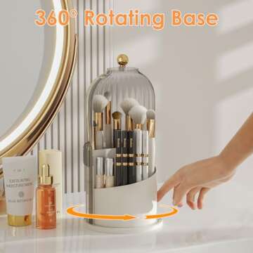 YOOLENS Makeup Brush Holder with Lid - Stylish & Functional