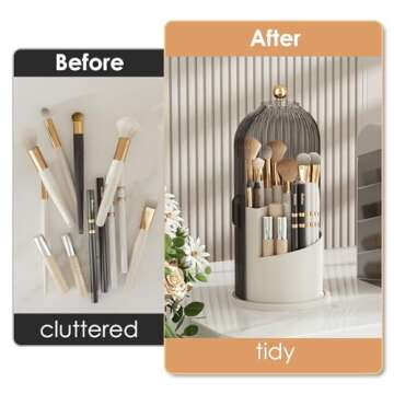 YOOLENS Makeup Brush Holder with Lid - Stylish & Functional