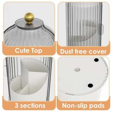 YOOLENS Makeup Brush Holder with Lid - Stylish & Functional