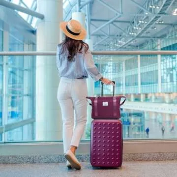 NiceUU Travel Rolling Duffel Bag with Removable Wheels,Expandable Foldable Carry-On Luggage for Trip or Hospitalization (purple)