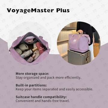 NiceUU Travel Rolling Duffel Bag with Removable Wheels,Expandable Foldable Carry-On Luggage for Trip or Hospitalization (purple)