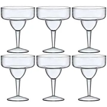 Amazing Abby - Peggy - 18-Ounce Plastic Margarita Glasses (Set of 6), Plastic Cocktail Glasses, Reusable, BPA-Free, Shatter-Proof, Dishwasher-Safe, Perfect for Poolside, Outdoors, Camping, and More