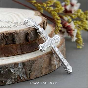 Dazzlingrock Faith Charm Cross Pendant with Diamonds