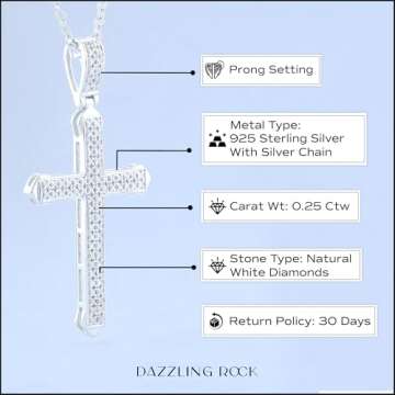 Dazzlingrock Faith Charm Cross Pendant with Diamonds