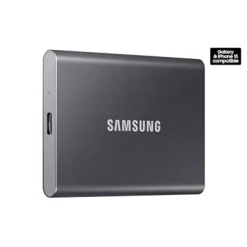 SAMSUNG T7 Portable SSD, 1TB External Solid State Drive, Speeds Up to 1,050MB/s, USB 3.2 Gen 2, Reli...