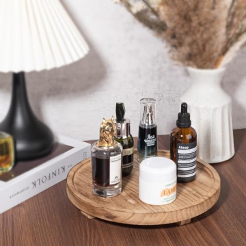 Round Wooden Tray for Kitchen & Bathroom Decor