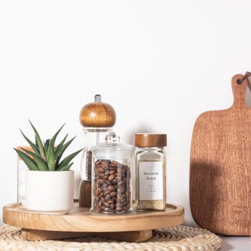 Round Wooden Tray for Kitchen & Bathroom Decor