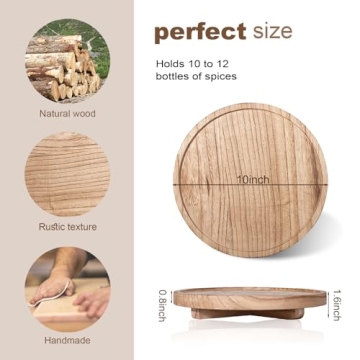 Round Wooden Tray for Kitchen & Bathroom Decor