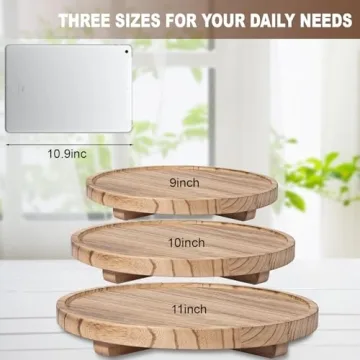 Round Wooden Tray for Kitchen & Bathroom Decor