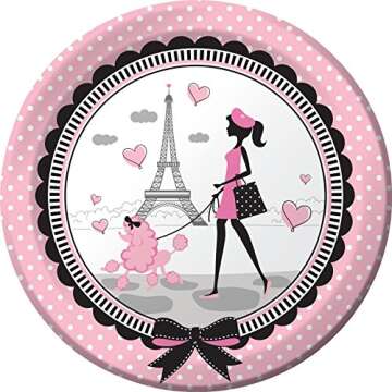 Party in Paris Happy Birthday Lunch Napkins & Dinner Plates Party Kit for 8